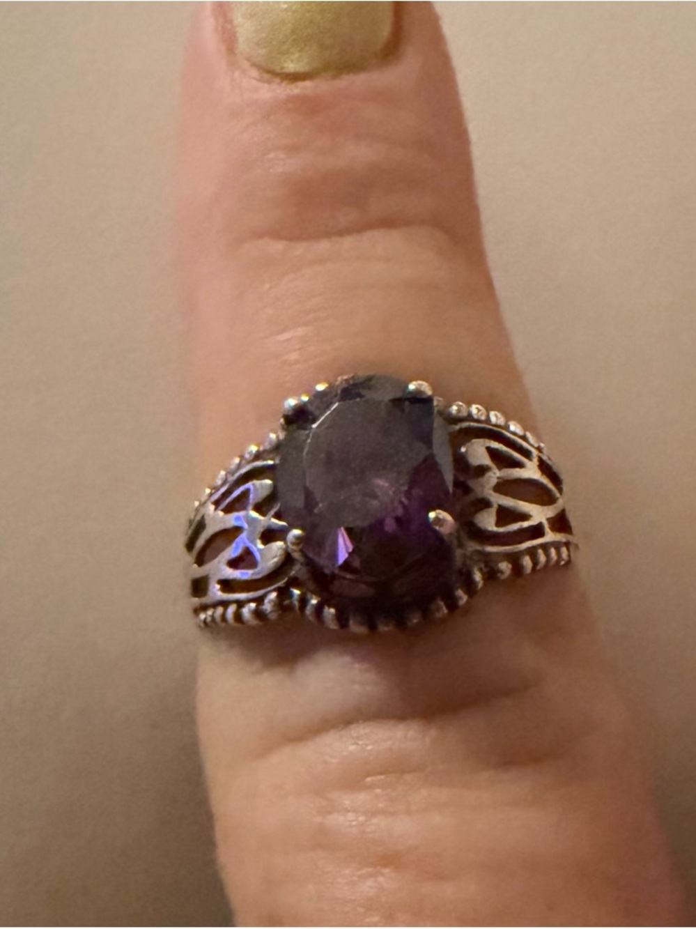 Sterling Silver Ring with Amethyst Gemstone size 9